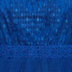 Just Cavalli Blue Lace Tiered Mini Dress S