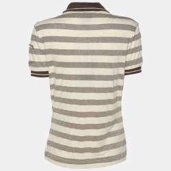 Pre Owned Just Cavalli Brown/Cream Striped Viscose Blend T-Shirt S