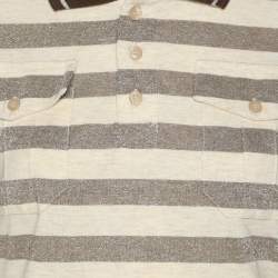 Pre Owned Just Cavalli Brown/Cream Striped Viscose Blend T-Shirt S