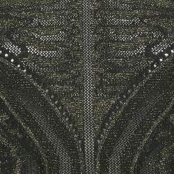 Just Cavalli Metallic Patterned Lurex Knit Long Sleeve Top L