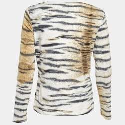 Pre Owned Just Cavalli Beige Printed Jersey Long Sleeve T-Shirt XL