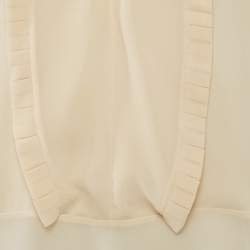 Pre Owned Just Cavalli Cream Crepe Pleated Ruffle Sheer Blouse M