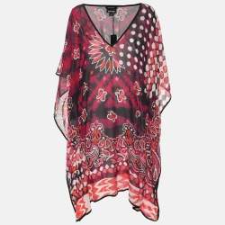Pre Owned Just Cavalli Multicolor Archive Print Chiffon Kaftan Tops M