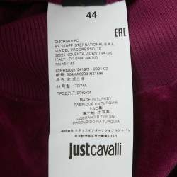 Pre Owned Just Cavalli Purple Leopard Side Stripe Velvet Joggers M