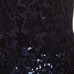 Pre Owned Just Cavalli Purple and Black Flocked Embellished Long Sleeve Top S