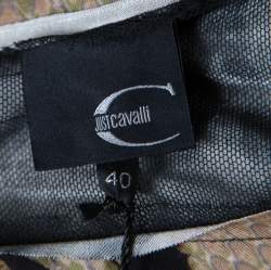 Pre Owned Just Cavalli Python Printed Knit Asymmetric Neckline Detail Long Sleeve Top S