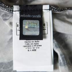 Pre Owned Just Cavalli Python Printed Knit Asymmetric Neckline Detail Long Sleeve Top S