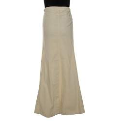 Pre Owned Just Cavalli Cream Denim Flared Maxi Skirt M