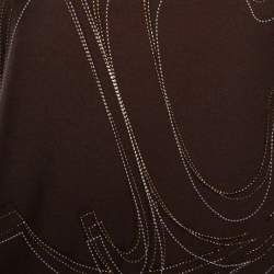 Pre Owned Just Cavalli Brown Embossed Logo Print Knit Top M