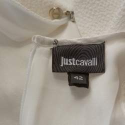 Pre Owned Just Cavalli White Crepe Lace Trim Sleeveless Shift Dress M