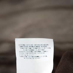 Pre Owned Just Cavalli Beige Printed Knit & Brown Mesh Paneled Ruched Mini Dress L