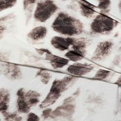 Pre Owned Just Cavalli Beige Printed Knit & Brown Mesh Paneled Ruched Mini Dress L