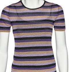 Just Cavalli Multicolor Striped Lurex Knit Crewneck T-Shirt S