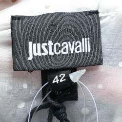 Pre Owned Just Cavalli White Dot Printed Silk Ruffled Mini Dress M  