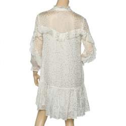 Pre Owned Just Cavalli White Dot Printed Silk Ruffled Mini Dress M  