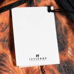 Pre Owned Just Cavalli Orange and Black Printed Flared Hem Skirt S