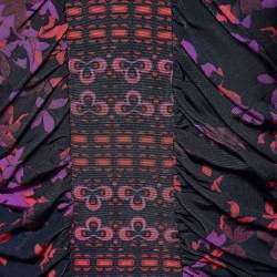 Pre Owned Just Cavalli Multicolor Floral Printed Jersey Ruched Mini Dress M
