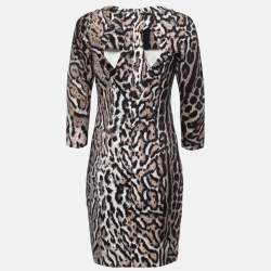 Just Cavalli Brown Animal Print Knit Midi Dress L