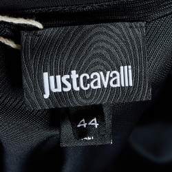 Pre Owned Just Cavalli Black Jersey Crystal Ruched Sleeve Gown M