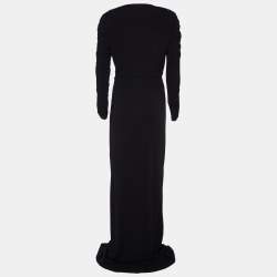 Pre Owned Just Cavalli Black Jersey Crystal Ruched Sleeve Gown M
