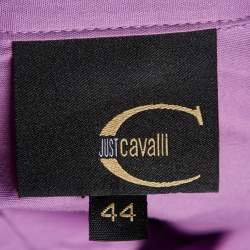 مملوكة مسبقًا Just Cavalli Purple Cotton Tie Detail Shirt M