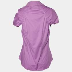 مملوكة مسبقًا Just Cavalli Purple Cotton Tie Detail Shirt M