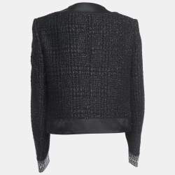 Pre Owned Just Cavalli Black Lurex Boucle Hook Front Collarless Jacket M