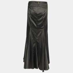 Pre Owned Just Cavalli Black Satin Contrast Detail Skirt M