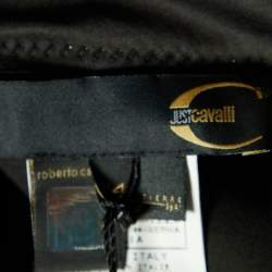 Pre Owned Just Cavalli Black Satin Contrast Detail Skirt M