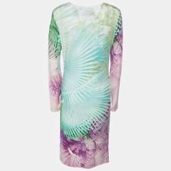 Pre Owned Just Cavalli Multicolor Tropical Print Jersey Off-Shoulder Dress XL