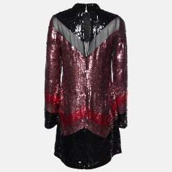 Pre Owned Just Cavalli Pink Sequin Embellished Shift Dress M