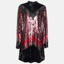 Pre Owned Just Cavalli Pink Sequin Embellished Shift Dress M