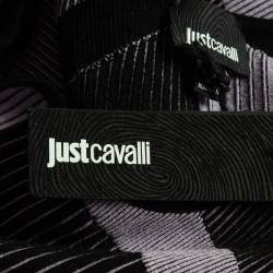 Pre Owned Just Cavalli Black/Lilac Patterned Rb Knit Mini Dress L