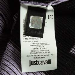 Pre Owned Just Cavalli Black/Lilac Patterned Rb Knit Mini Dress L