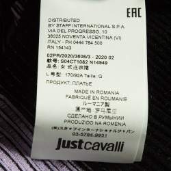 Pre Owned Just Cavalli Black/Lilac Patterned Rb Knit Mini Dress L