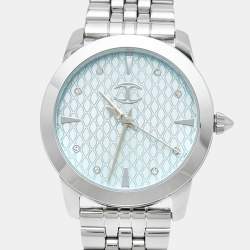 Pre Owned Just Cavalli Silver Stainless Steel Donna JC1L211M0245 Women's Wristwatch & Bracelet Set 34 mm