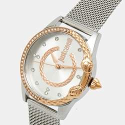 Pre Owned Just Cavalli Silver Two-Tone Stainless Steel Serpente JC1L095M0105 Women's Wristwatch 32 mm
