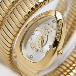 مملوكة مسبقًا Just Cavalli Silver Gold Plated Stainless Steel Glam Evo JC1L228M0035 Women's Wristwatch 22 mm 