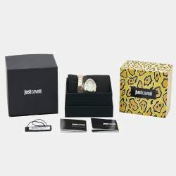 Pre Owned Just Cavalli Green Yellow Gold Plated Stainless Steel Glam Chic JC1L229M0035 Women's Wristwatch 22 mm