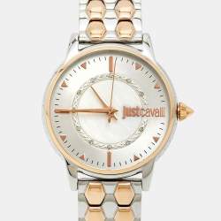 Just Cavalli Silver Two Tone Stainless Steel Set Emozioni JC1L149M0085 Women's Wristwatch 34 mm