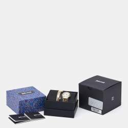 Just Cavalli Mother Of Pearl Gold Plated Stainless Steel Snake JC1L229M0025 Women's Wristwatch 22 mm