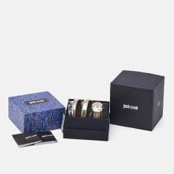 Just Cavalli Silver Gold Plated Stainless Steel Glam Evo JC1L228M0035 Women's Wristwatch 22 mm 