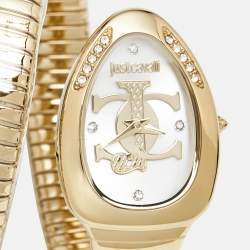 Just Cavalli Silver Gold Plated Stainless Steel Glam Evo JC1L228M0035 Women's Wristwatch 22 mm 