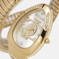 Just Cavalli Silver Gold Plated Stainless Steel Glam Evo JC1L228M0035 Women's Wristwatch 22 mm 