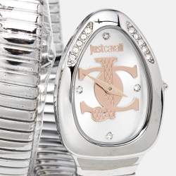 مملوكة مسبقًا Just Cavalli Silver Stainless Steel Snake Glam Evo 5 JC1L228M0015 Women's Wristwatch 22 mm