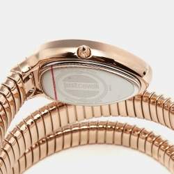 Pre Owned Just Cavalli Green Rose Gold Tone Stainless Steel Snake JC1L228M0055 Women's Wristwatch 22 mm