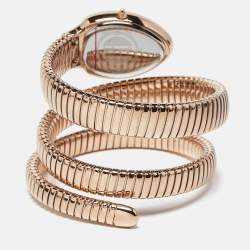 Pre Owned Just Cavalli Green Rose Gold Tone Stainless Steel Snake JC1L228M0055 Women's Wristwatch 22 mm