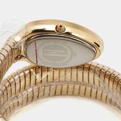 Pre Owned Just Cavalli Silver Dial Gold Tone Stainless Steel Snake JC1L228M0035 Women's Wristwatch 22 mm