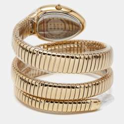 Pre Owned Just Cavalli Silver Dial Gold Tone Stainless Steel Snake JC1L228M0035 Women's Wristwatch 22 mm