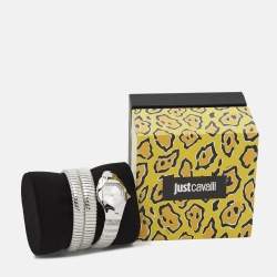 مملوكة مسبقًا Just Cavalli Glam Snake Septagon JC1L112M0015 Silver Dial Stainless Steel Women's Wristwatch 22 mm